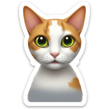calico cat with alien sticker