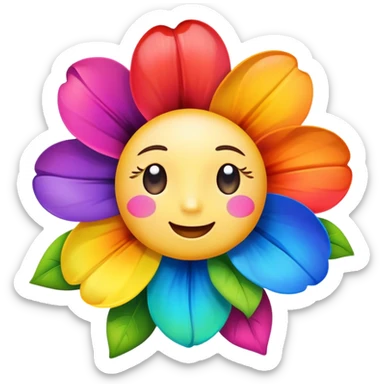 A rainbow flower that have a face a cute one sticker