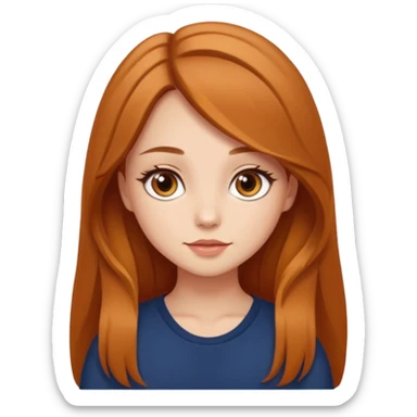 Cute girl with auburn waist length long hair caramel eye sticker