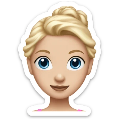 blonde ballerina blue eyes with pink sticker