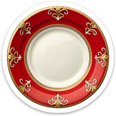 antique porcelain red plate  sticker
