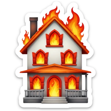 A house that is in fire sticker