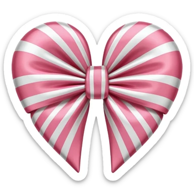 candy cane bow heart shape with light pink stripes and a satin bow sticker