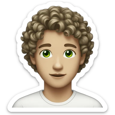 13 years old Boy Green eyes curly hair and white skin sticker