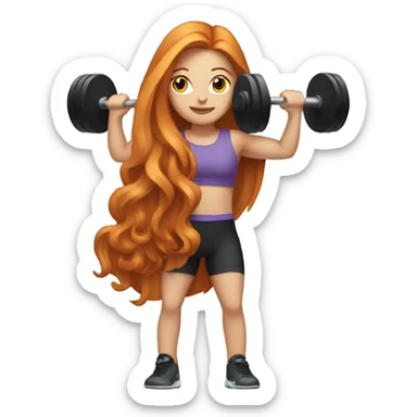  girl with long ginger hair lifting weights sticker