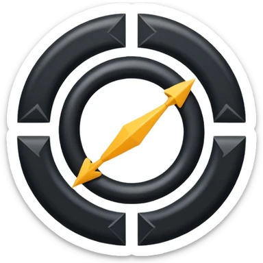 black diagram of circle expanding outward with arrows sticker