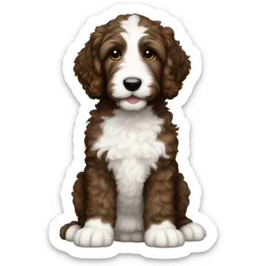 dark brown goldendoodle puppy white nose and chest  sticker