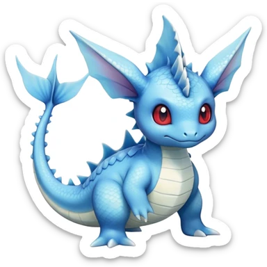 Edgy cool cute adorable Lapras-Vaporeon-creature-hybrid full body, four legs, red eyes,  sticker