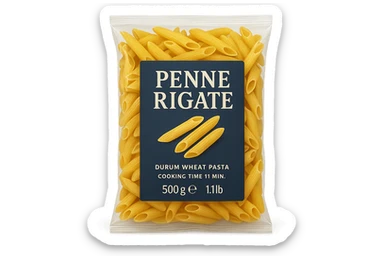 pacco di pasta (penne rigate) realistico, 4k sticker