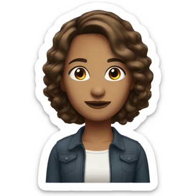 34 year old beautiful with shoulder length brunette hair. sticker