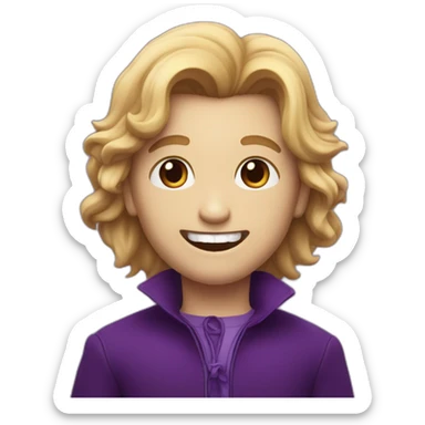 Un garçon qui sourit avec des dents de vampire les cheveux violets sticker