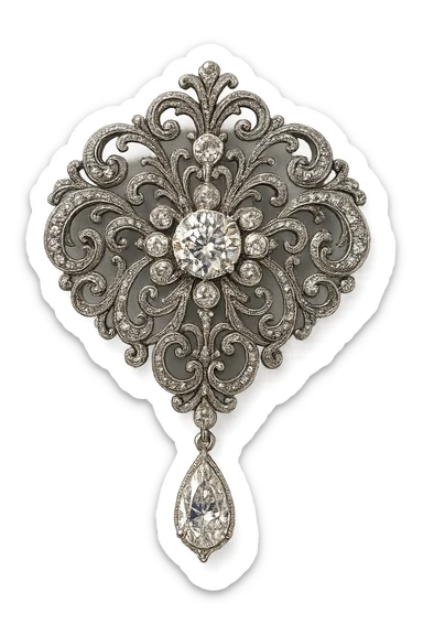 glamorous brooch, ornate and stylish, no background sticker