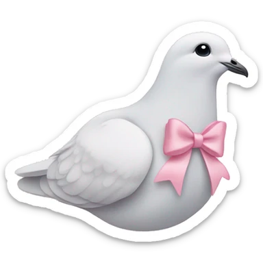 dove with light pink bow around neck sticker