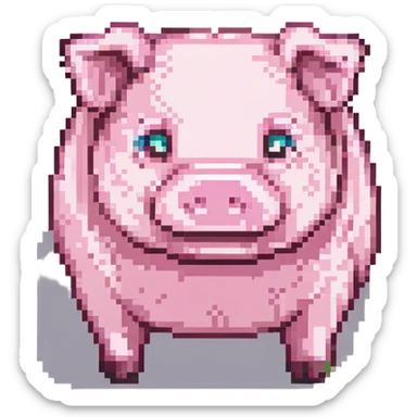 Minecraft pig with exaggerated curves, pixel art, playful and meme-inspired, no text sticker