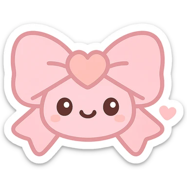 coquette style pink bow, heart in the center, pastel colors, girly and charming, kawaii style sticker