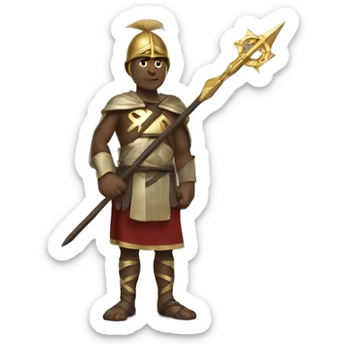 Man holding Spear with sharp golden cross on end sticker