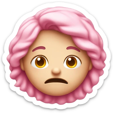 Stressed pink cute emoji  sticker