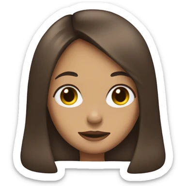 Girl with brunette hair peace sign sticker