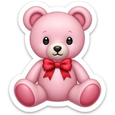 Light Pink teddy bear with red bow sticker