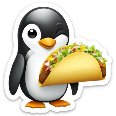 penguin eating a taco sticker