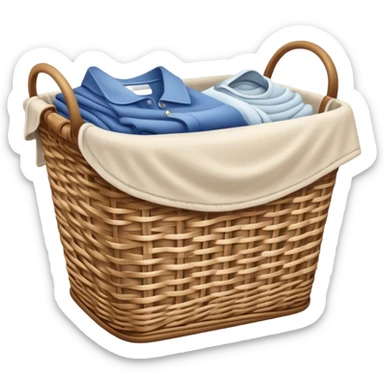 laundry basket with clean clothes sticker