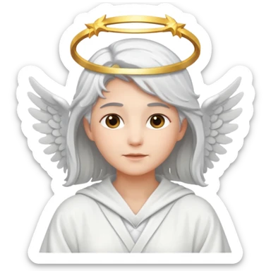 Angel with silver hair and glowing halo sticker