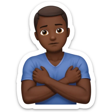 Man strangling  Himself with arms crossed over and grabbing neck tightly sticker