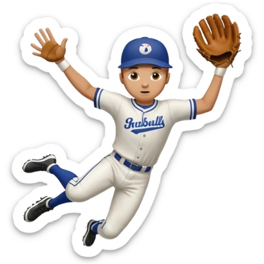 baseball player diving to catch the ball sticker