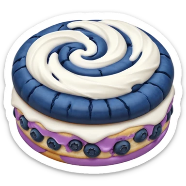 2 blueberry biscuits with white icing swirl on top sticker