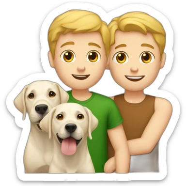 two white boys with labrador in the third place sticker