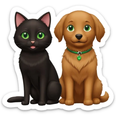 black cat and brown retriever sticker