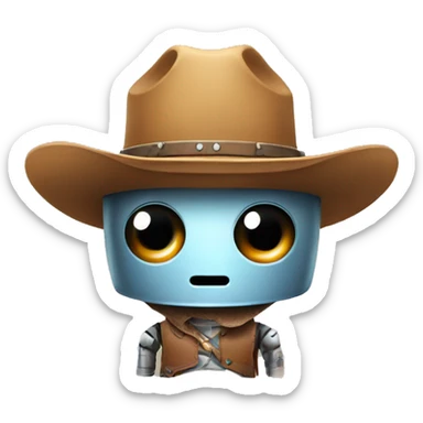 cute robot with a cowboy hat sticker