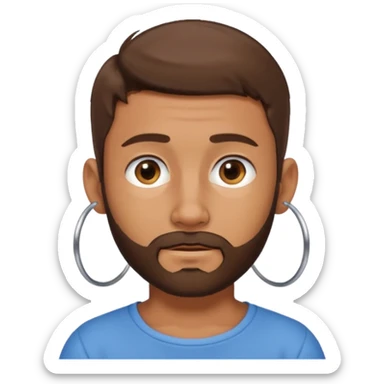 Boy with tanned skin, short brown hair, a sparse beard, and hoop earrings in his ears sticker