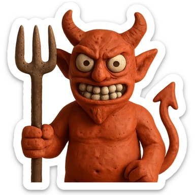 Belzebuth as a claymation demon with visible fingerprints sticker