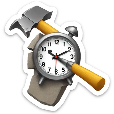 Clock getting smashed with a hammer sticker