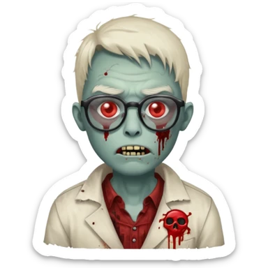 Zombie with big glasses more visible glasses, some difference between zombie and glasses, half body sticker
