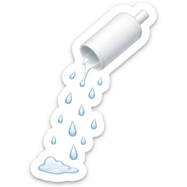 individual white glue white drops falling and dripping down out of a tube, all white sticker