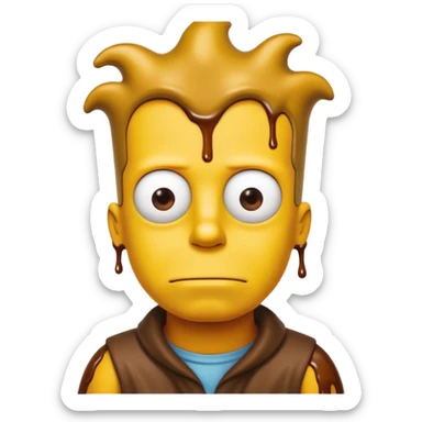bart simpson covered in weird brown and yellow liquids and maybe some white too sticker