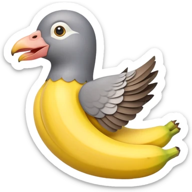 A banana in pigeon's beak sticker