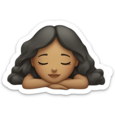 a girl sleeping on stone sticker