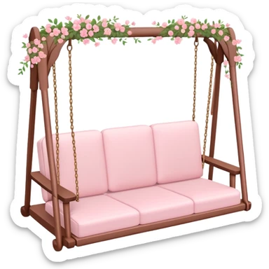 Romantic pastel pink wooden couch-swing with tiny flowers around sticker