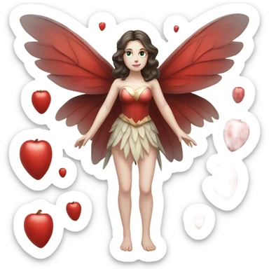 Pale skin, brunette fairy woman with red wings full body sticker