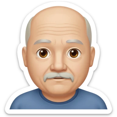 75, goatee, bald, grey side hair, chubby sticker