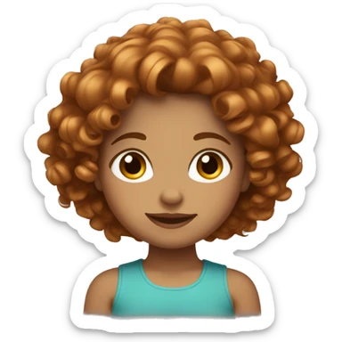 Pretty girl with reddish blonde medium curly brown hair sticker