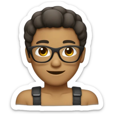 Garçon cheveux noirs et lunette avec un bob sur la tête couleurs de peaux baige sticker