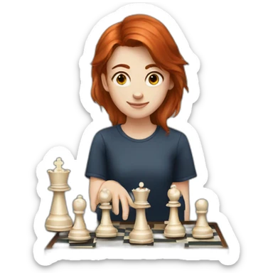 Auburn hair playing chess sticker