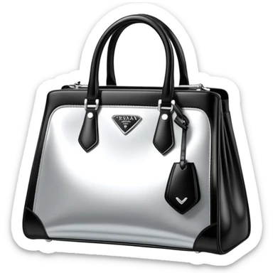 Black and silver Prada bag sticker