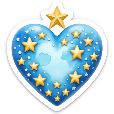 corazon celeste con estrellas sticker