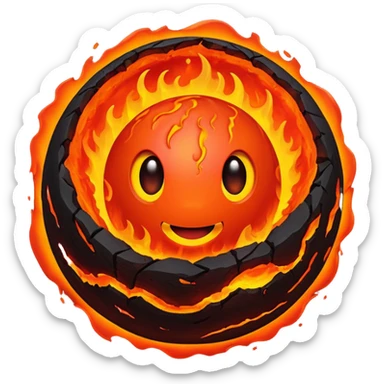 sphere globe planet, surface covered with lava and hole sticker