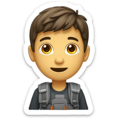 niño haciendo un proyecto sticker